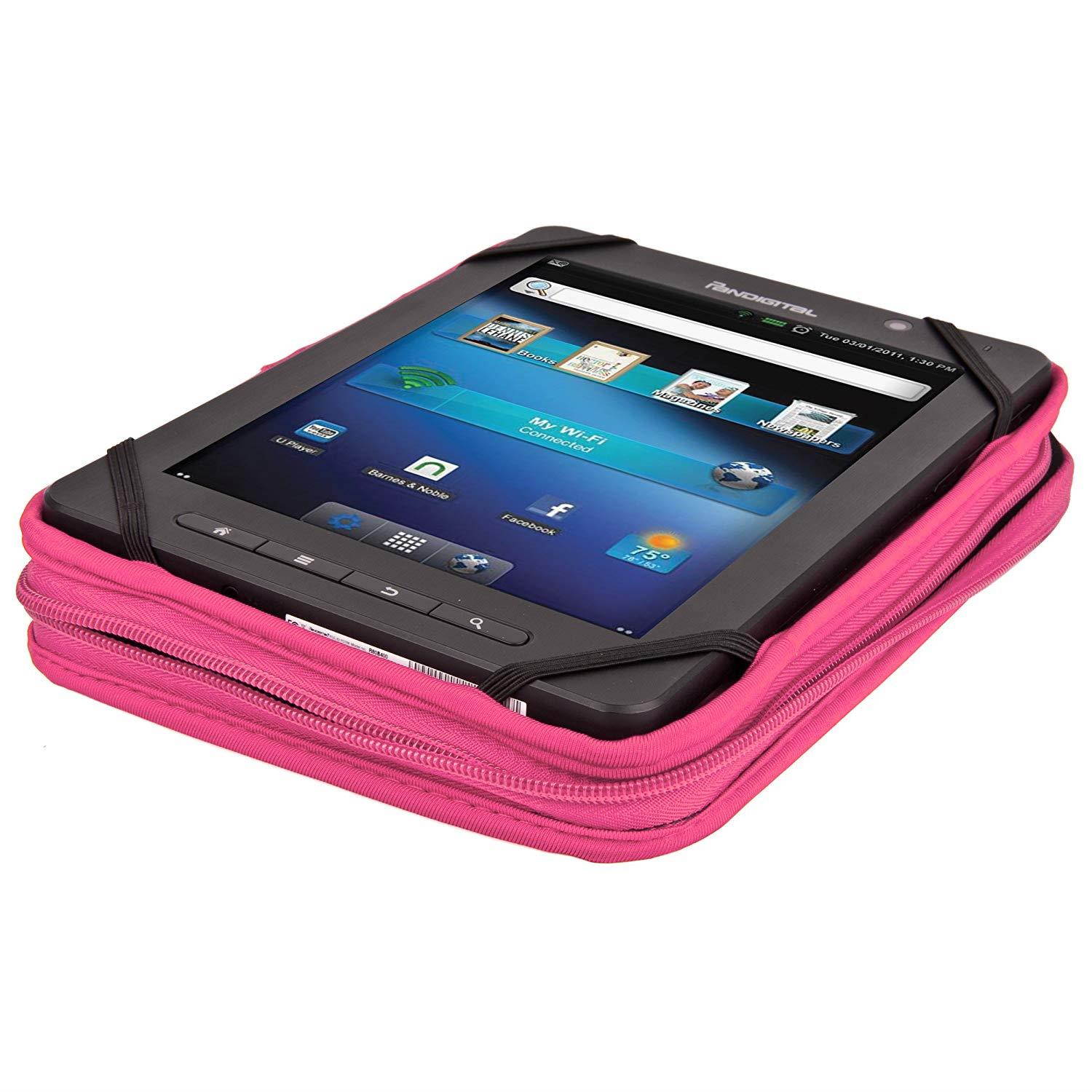 SumacLife Micro Suede Carrying Sleeve with Rear Pocket for 8-8.9 Inches Tablets (SLMSuede8BPNK)