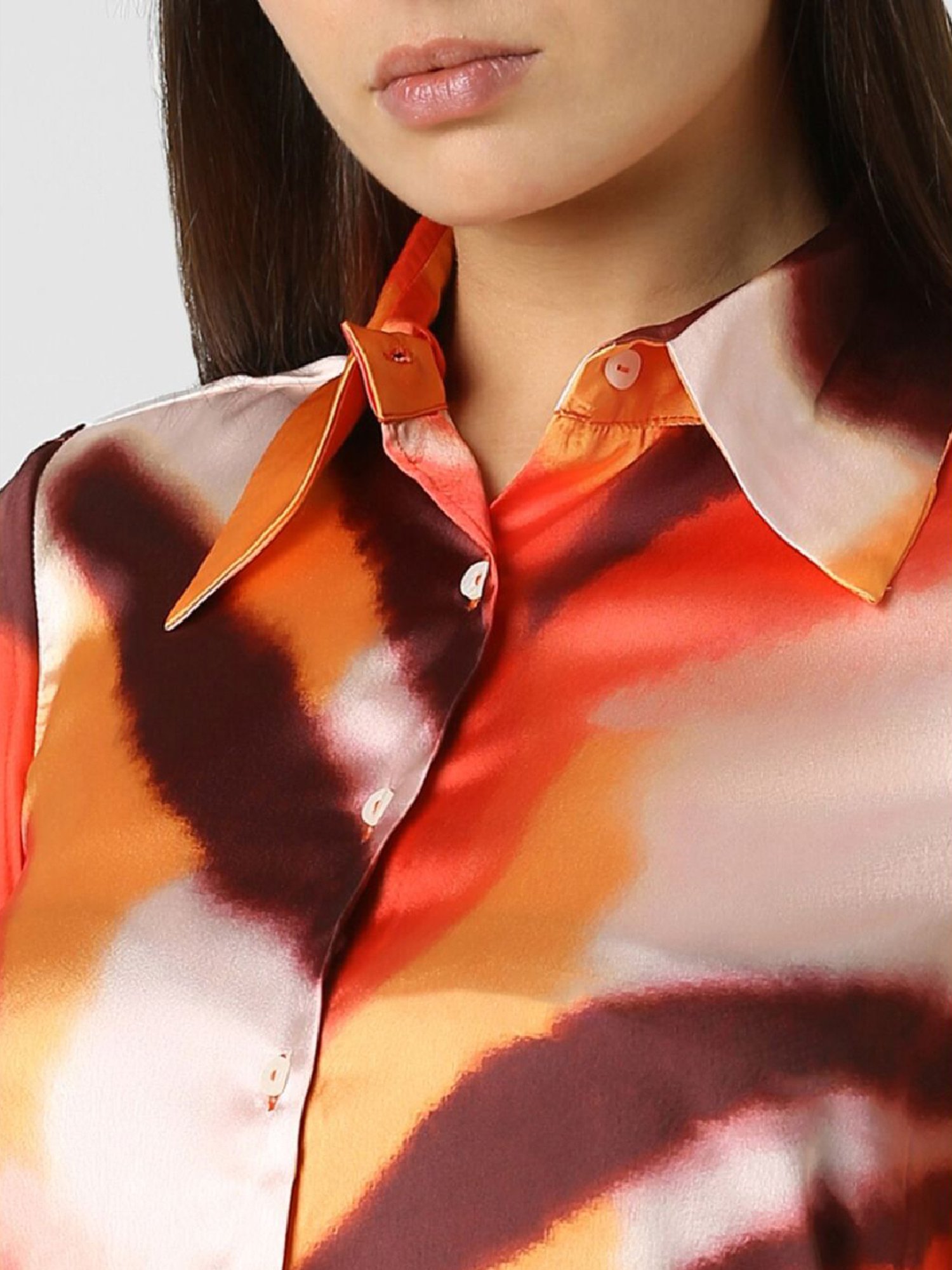 Van Heusen Orange Printed Formal Shirt