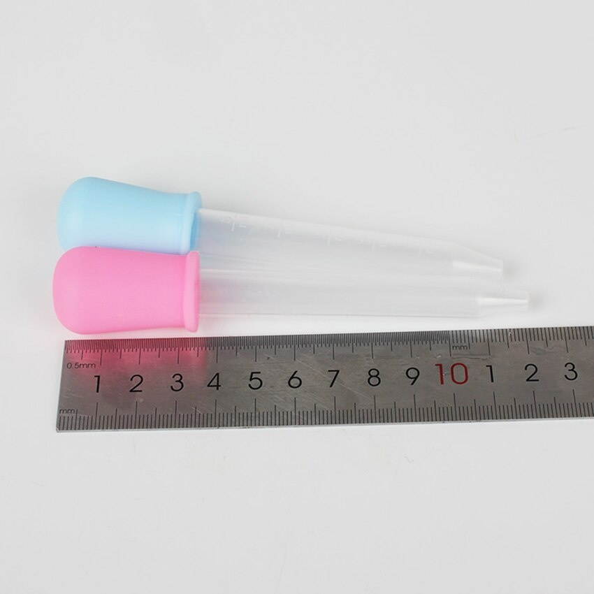 5ML Liquid Dropper, Silicone and Clear Plastic Transfer Droppers for Candy Molds Baby Feeder Oil Kitchen, Detachable Cleaning