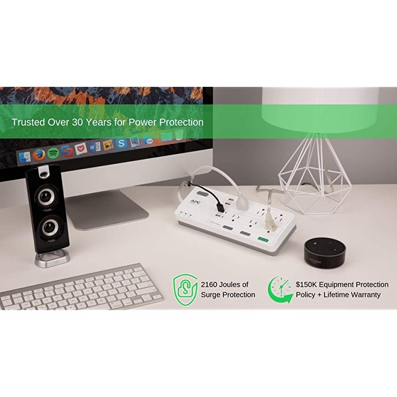 Smart Plug Wifi Power Strip with USB Ports PH6U4X32W 3 Smart Plugs that Work with Alexa 6 Outlets Total 2160 Joule Surge Protector White