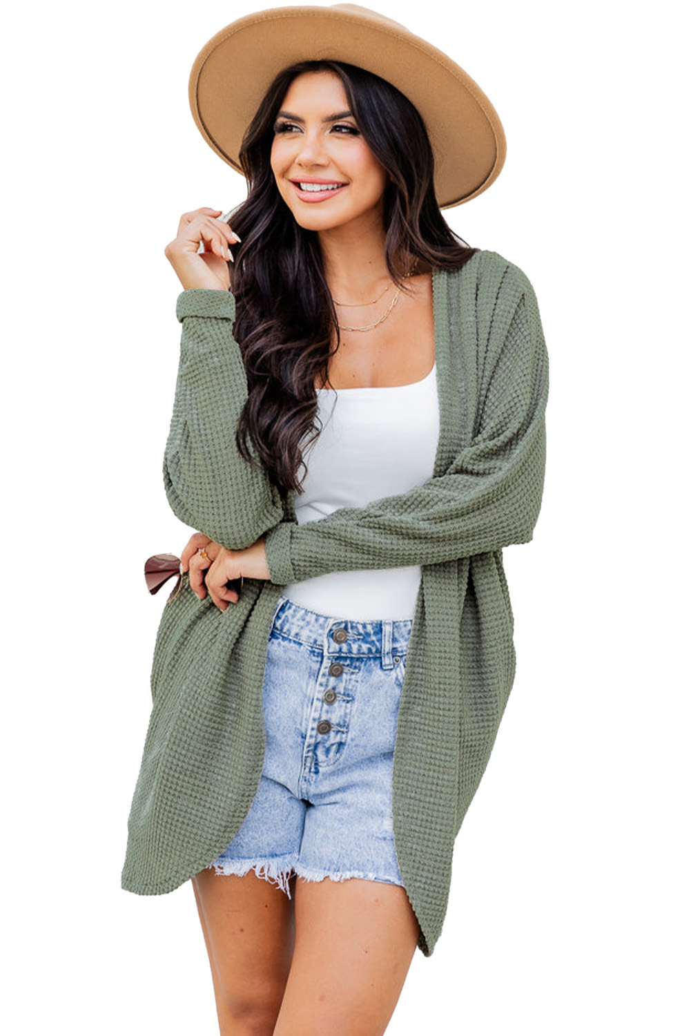 Black Plaid Casual Contrast Trim Knit Cardigan