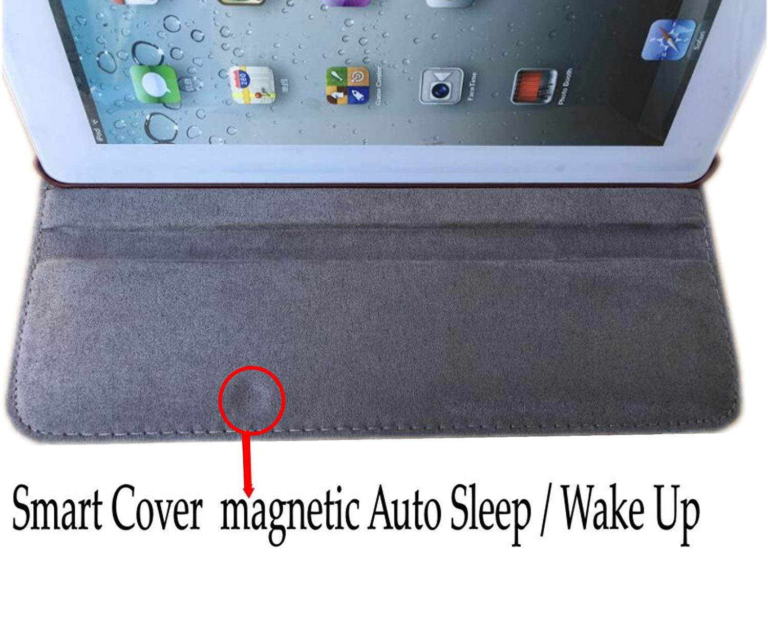 Ipad Case 360 Degrees Rotating Stand Leather Magnetic Smart Cover Case for Ipad 2/ 3/4 Generation Case with Bonus Screen Protector, Stylus and Cleaning Cloth ( Heart shap Design)