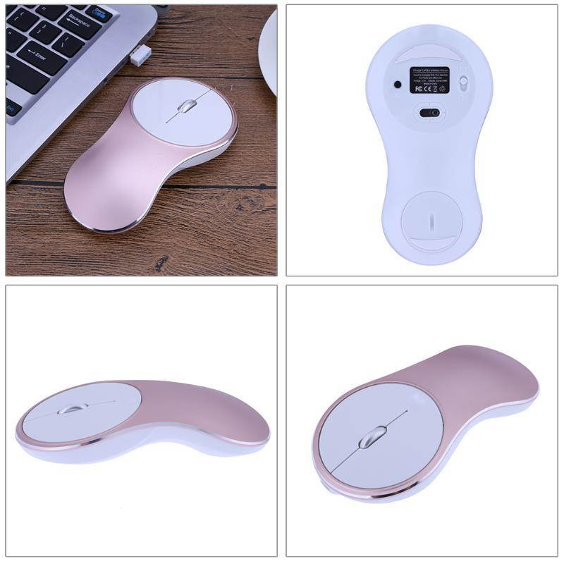 2.4GHz Wireless Mouse Aluminum Alloy Case Mini Portable Computer Mice 1600DPI Rechargeable Game Mouse for PC Desktop Laptop