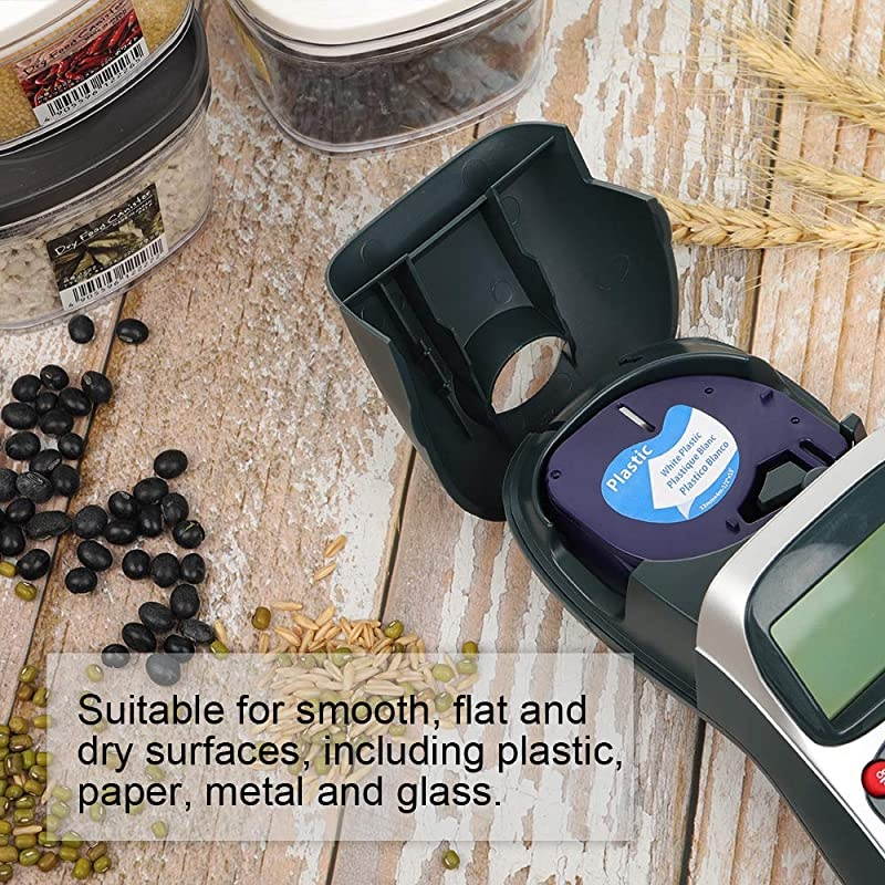 Compatible Label Tape Replacement for DYMO LetraTag Refills 91331 12mm Plastic White Tape for Label Maker QX50, LT-100H, LT-100H Plus and LT-100T, 1/2 Inch x 13 Feet, Black on White, 3 Pack