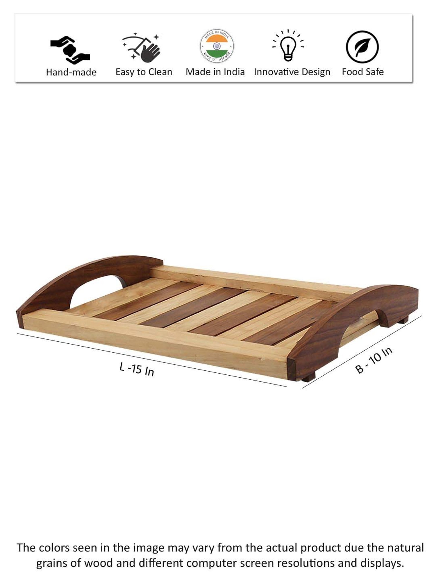 VarEesha Brown Sheesham Wood Rectangular Tray