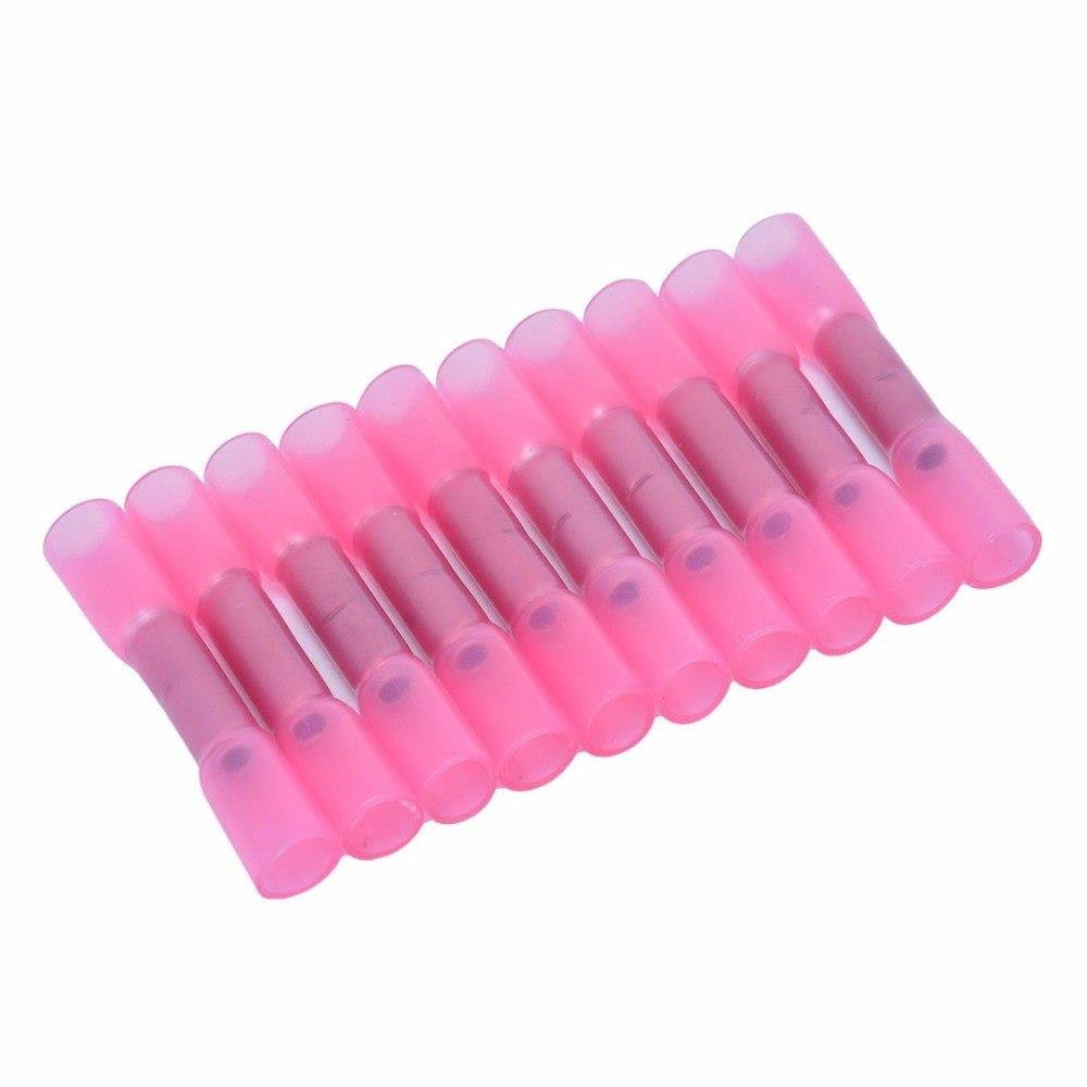 200pcs Pink+Blue Heat Shrink Insulated Butt Wire Crimp Terminal Connector For Electrical Equipments Supplies