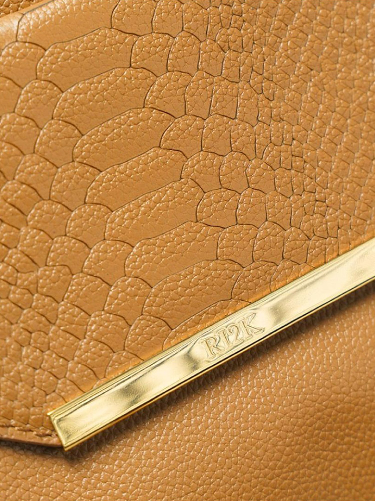 RI2K London Tan Leather Large Animal Effect Handbag