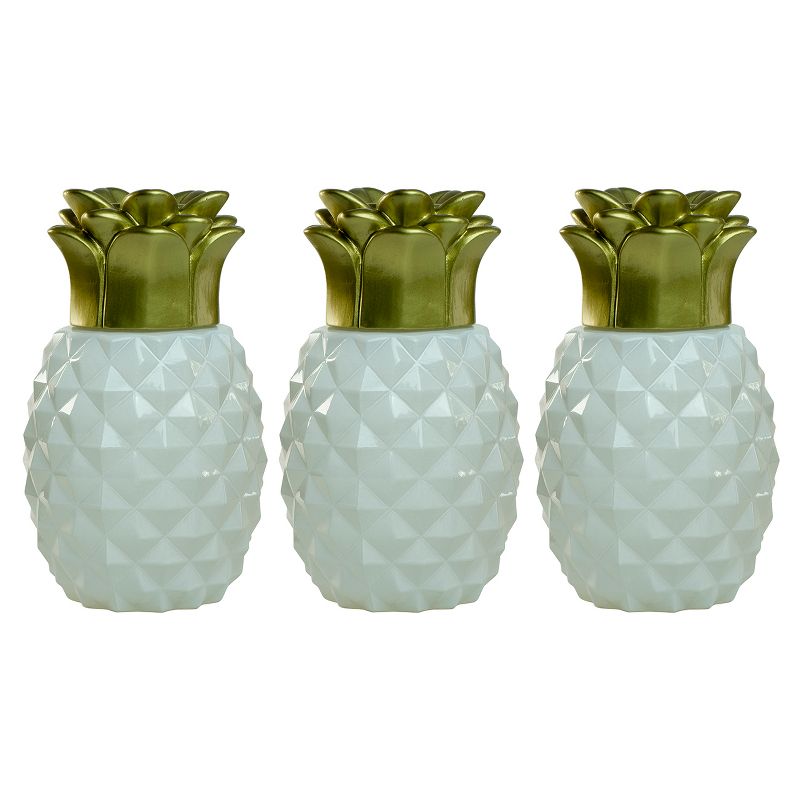 6.5" 3pk Pineapple Paradise Glass Table Torch White/Gold - TIKI