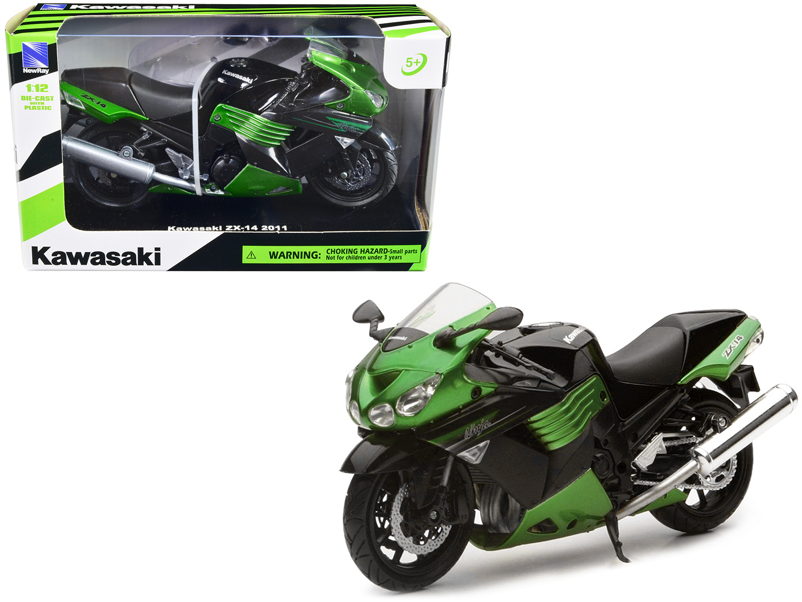 2010 Kawasaki Ninja ZX-10R Green with Plastic Display Stand 1/12 Diecast Motorcycle Model by Maisto