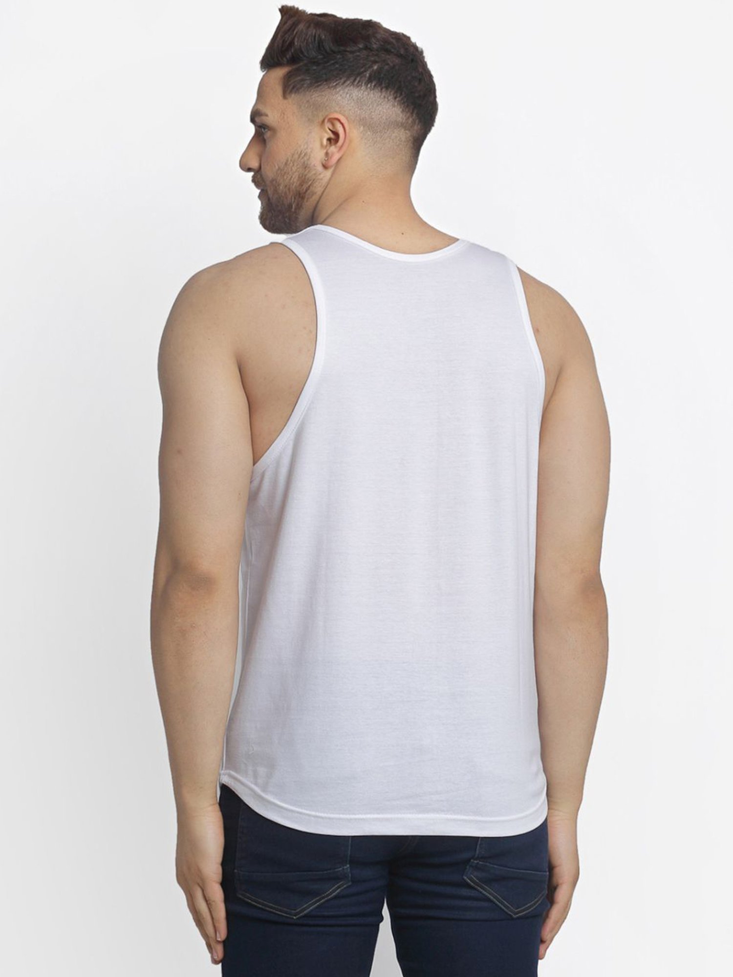 Friskers Multi Cotton Slim Fit Printed Gym Vest - Pack of 2