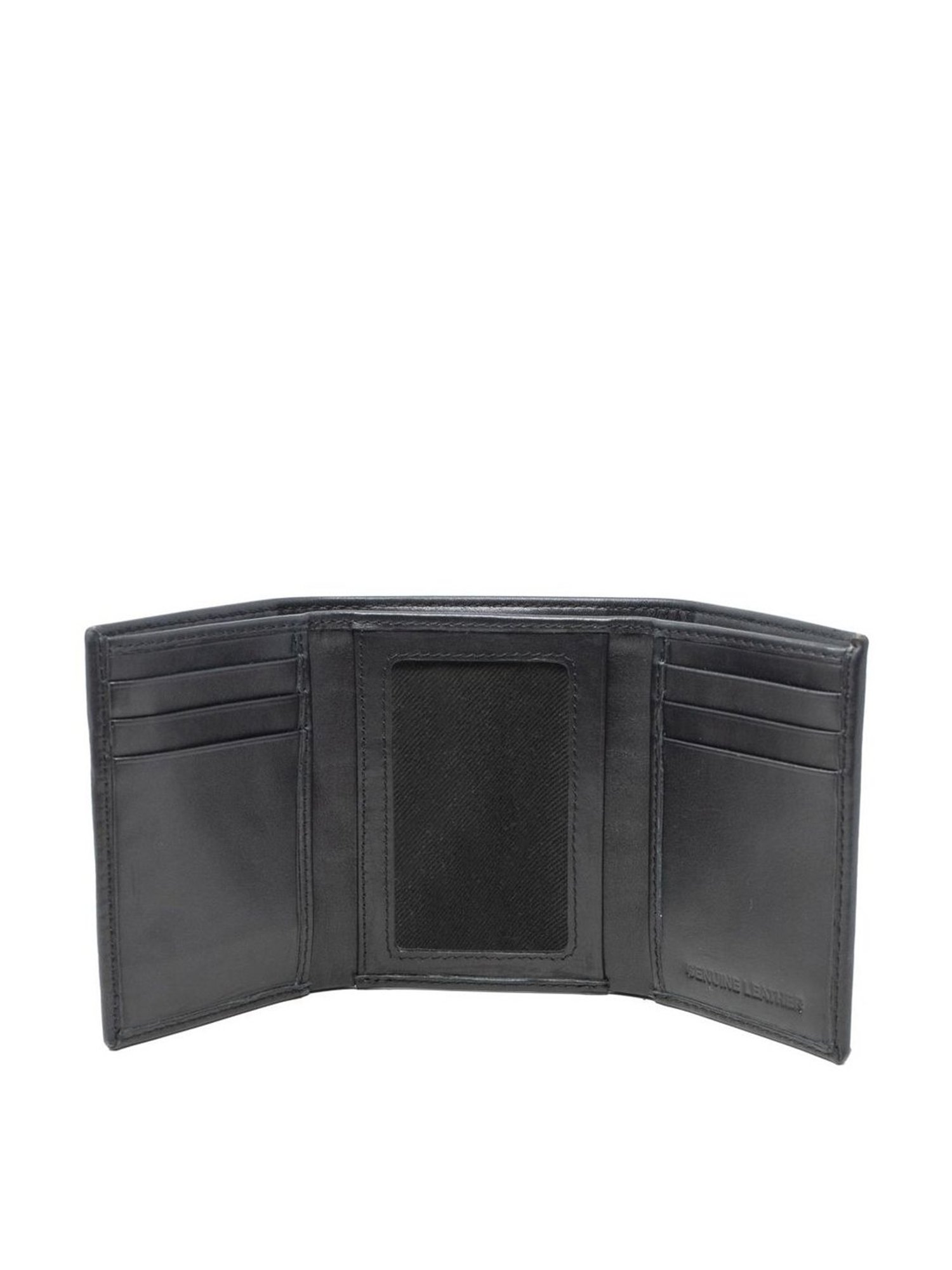 Tohl Black Casual Leather Tri-Fold Wallet for Men