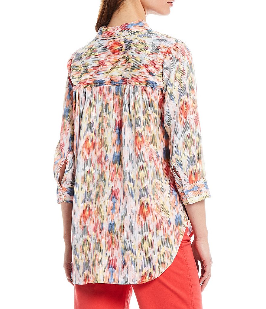 Calessa Floral Embroidered Round Neck Short Sleeve Tunic