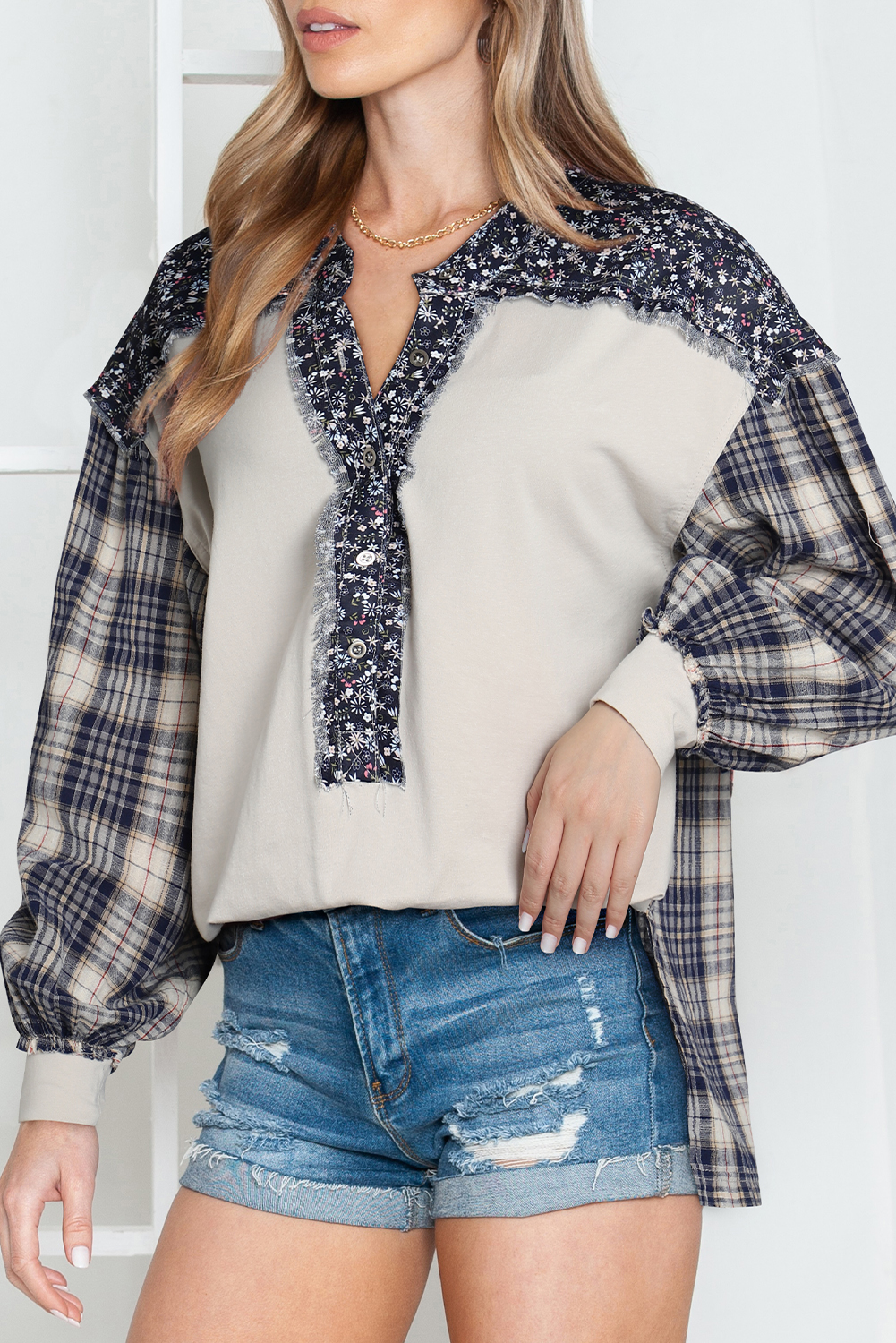 Bohemian Patterned Pullover Long Sleeve Blouse
