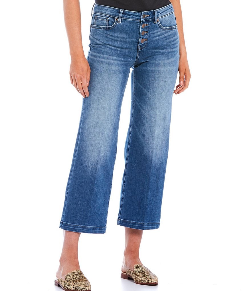 NYDJ Teresa Exposed Button Fly Wide-Leg Ankle Jeans