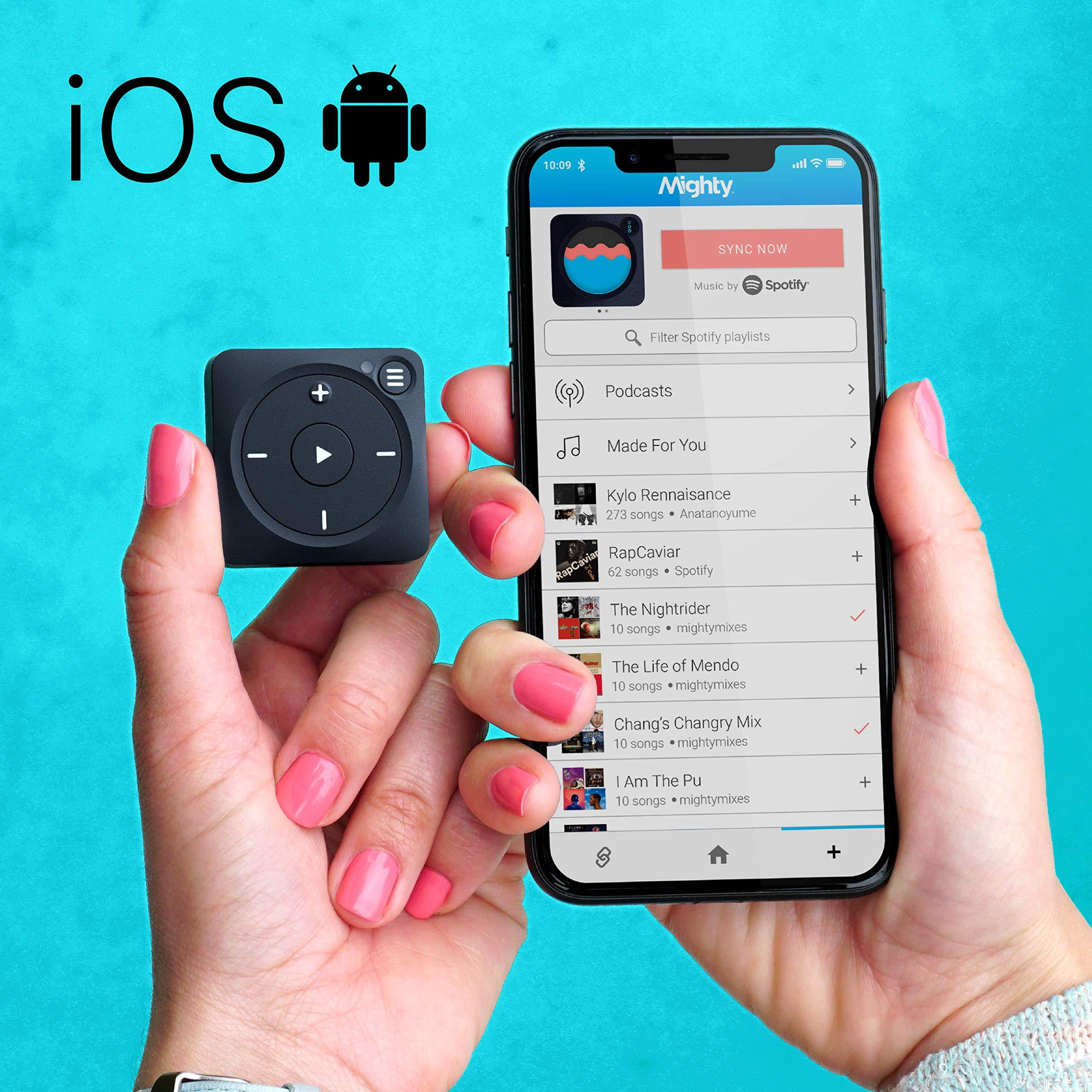 Mighty Vibe Spotify Music Player - Bluetooth & Wired Headphones - 1,000+ Song Storage - No Phone Needed - Black