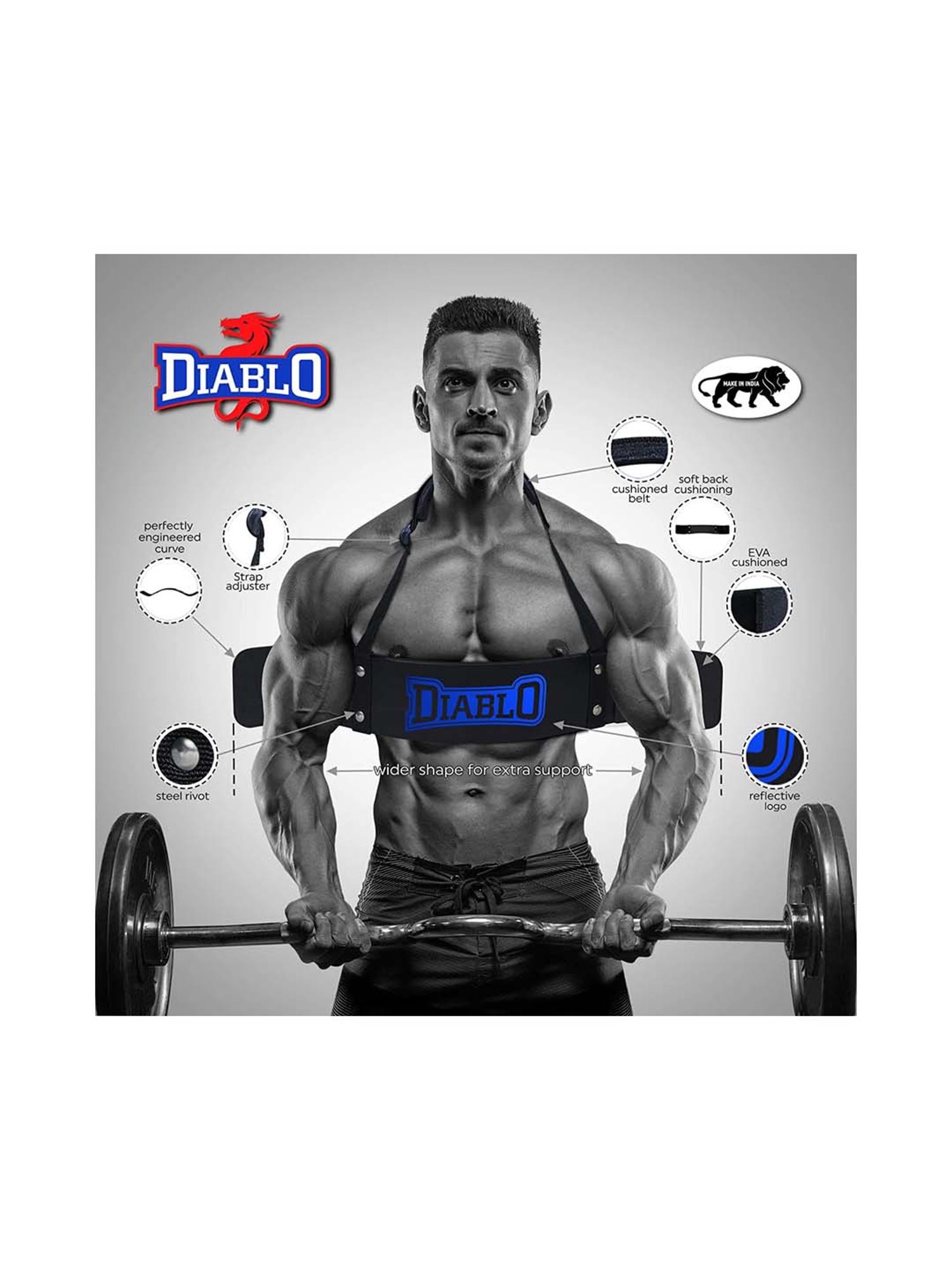 Diablo Charcoal & Blue Arm Blaster Padded Straps