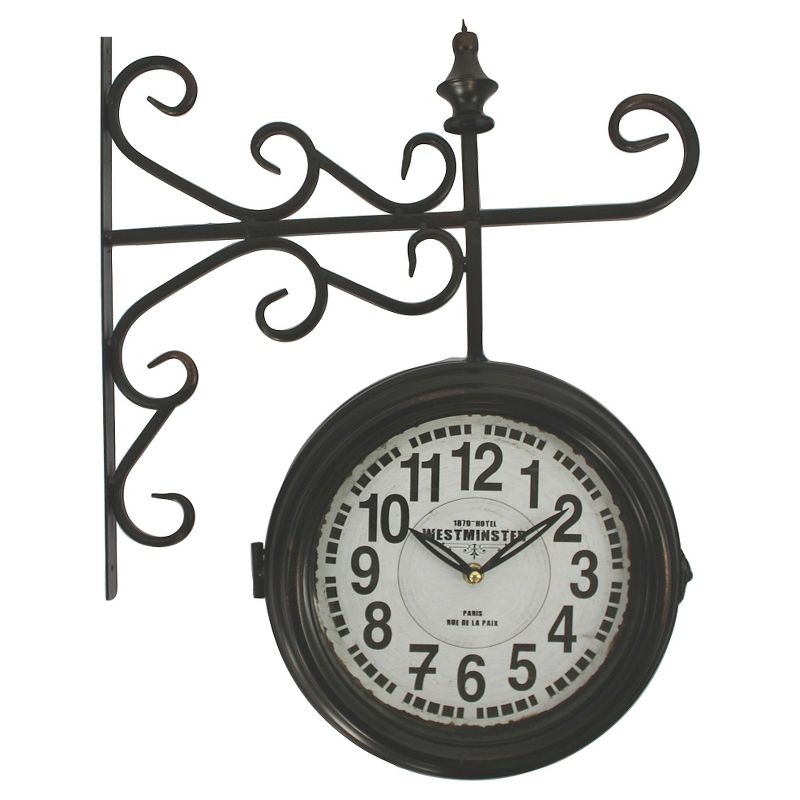 Double Sided Iron Wall Clock Black - Yosemite Home Decor
