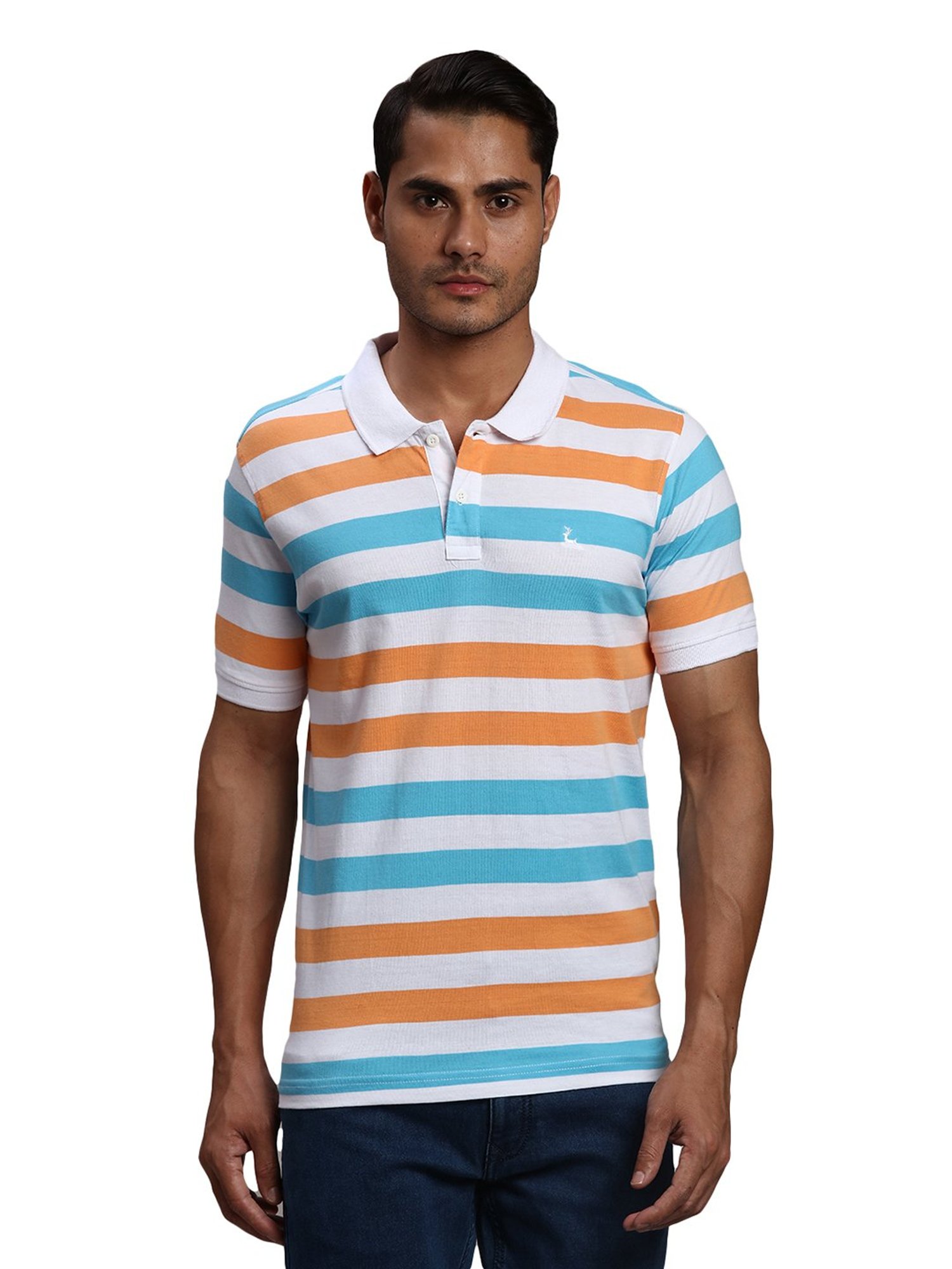 Parx Multicolor Regular Fit Striped Polo T-Shirt