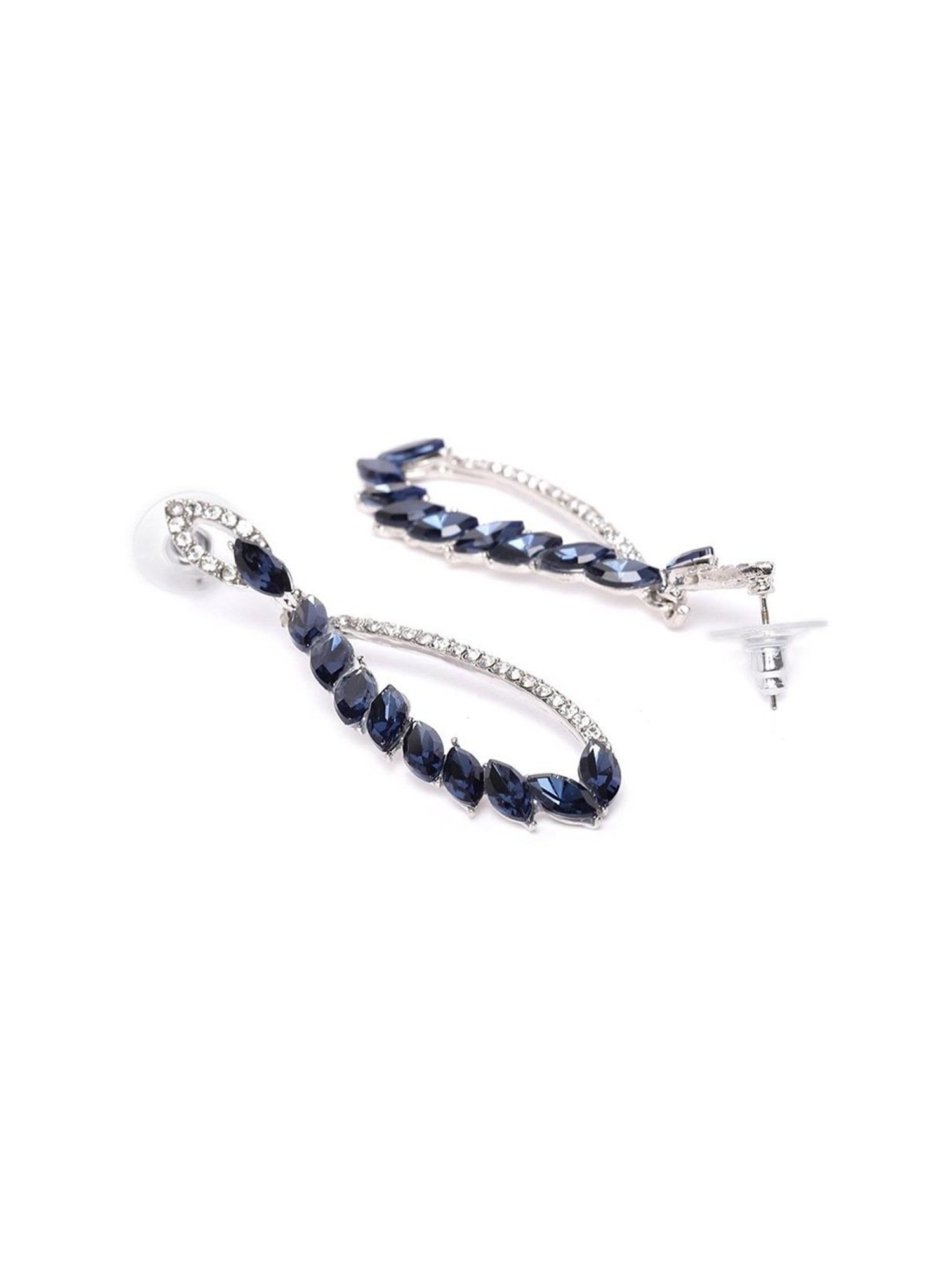 YouBella Silver-Plated Fashion Stylish Fancy Blue Dangler Earrings