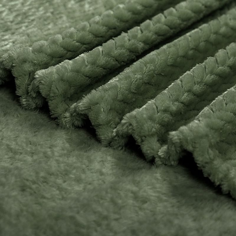 1 Pc Twin Polyester Long Shaggy Bed Blankets Army Green  - PiccoCasa