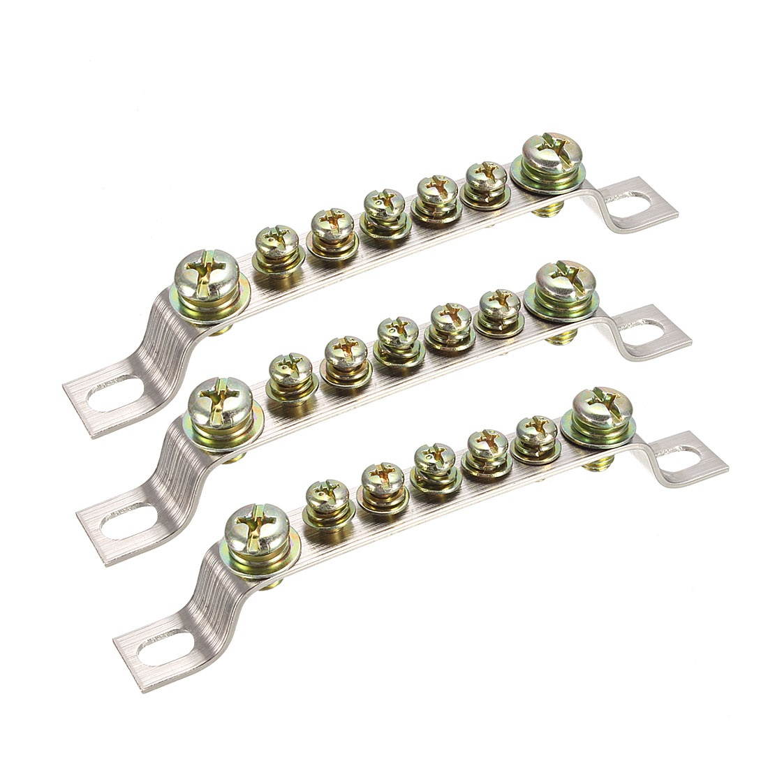 3PCS 7 Holes Ground Wire Bridge Shape Copper Screw Terminal Block Connector Bar
