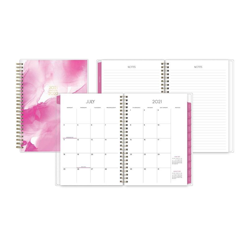 2021-22 Academic Planner Notes 5.875"x8.625" Flexible Plastic Cover Weekly/Monthly Wirebound Alcohol Ink Pink White - May Designs