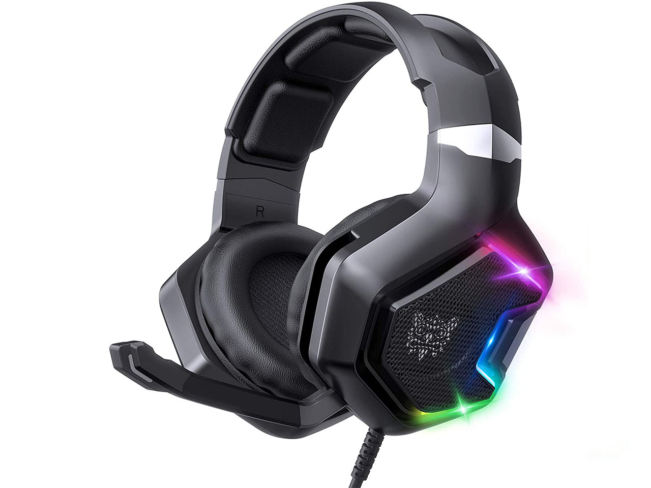 ONIKUMA Gaming Headset for PS4 ,Xbox One, 7.1 Surround Sound Noise Canceling Headset with Microphone &RGB LED Light, Compatible with PC,Game Boy Advance,Nintendo Switch (Adapter Not Included)