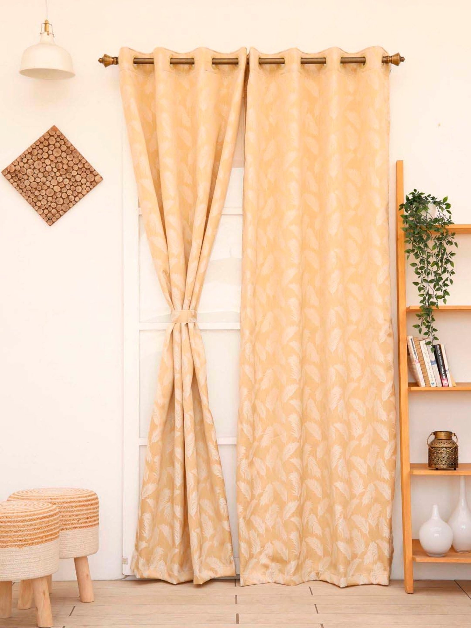 Ariana Beige Polyester 9 Ft. Long Door Curtain