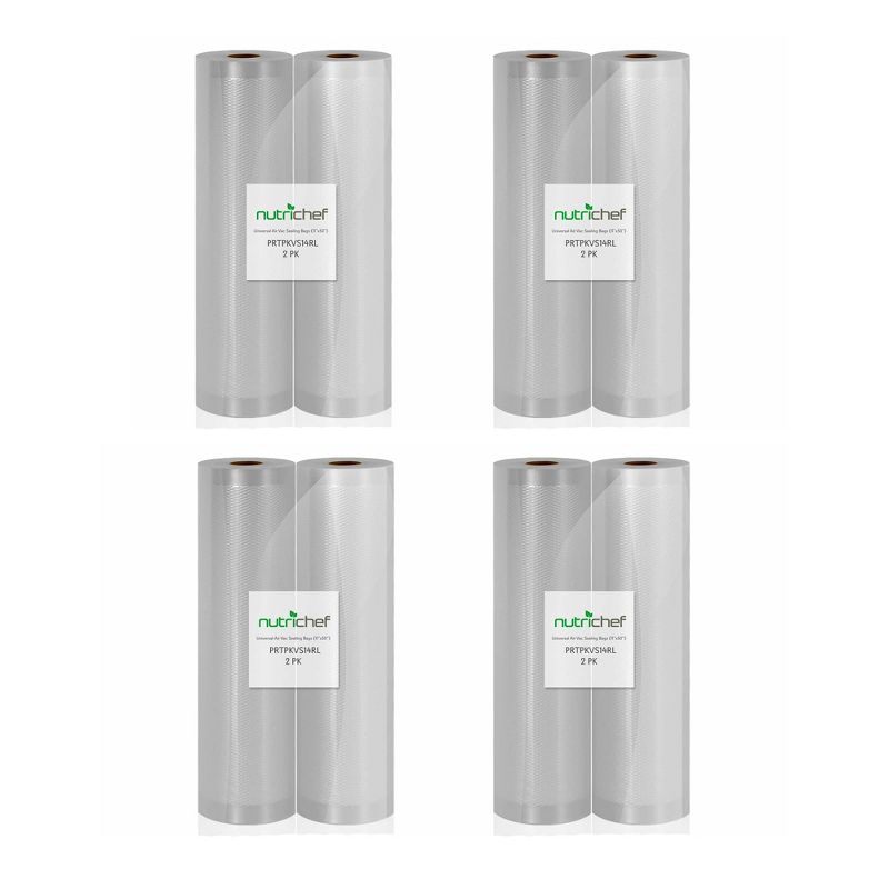 NutriChef Premium Vacuum Commercial Grade Multi Ply Food Storage Sealer Rolls for Freezer, Pantry, or Sous Vide (8 Pack)