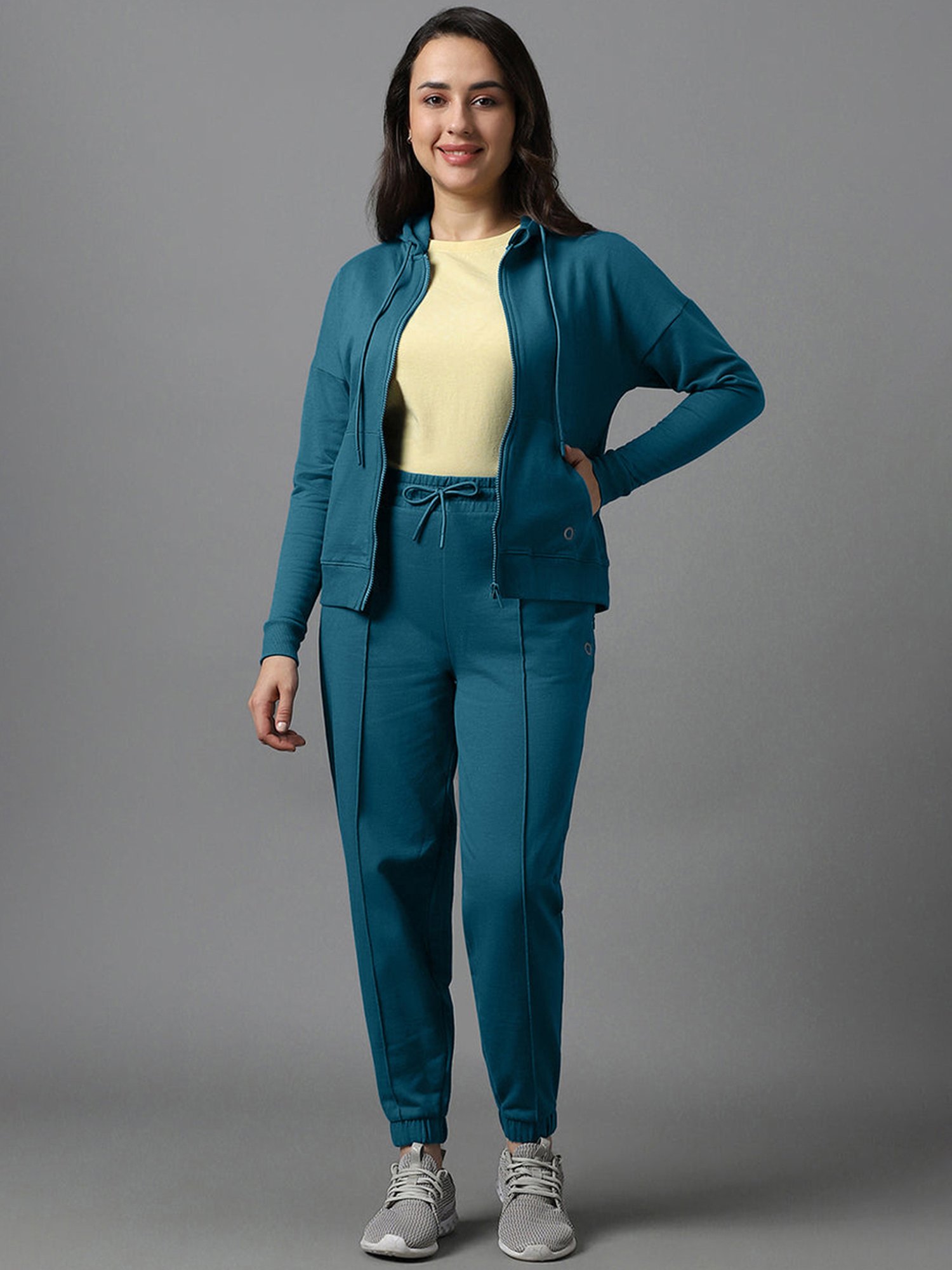 Amante Blue Cotton Sports Hoodie