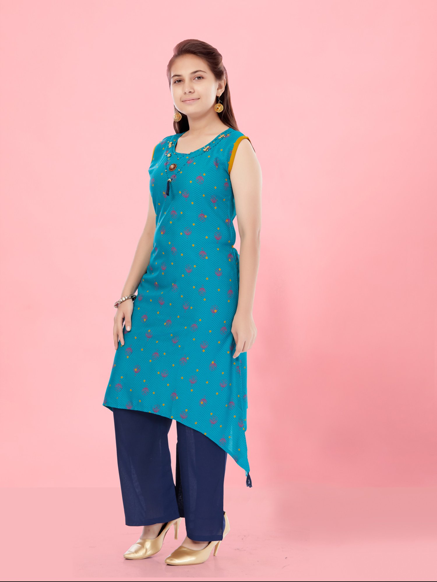 Aarika Kids Blue Printed Kurta