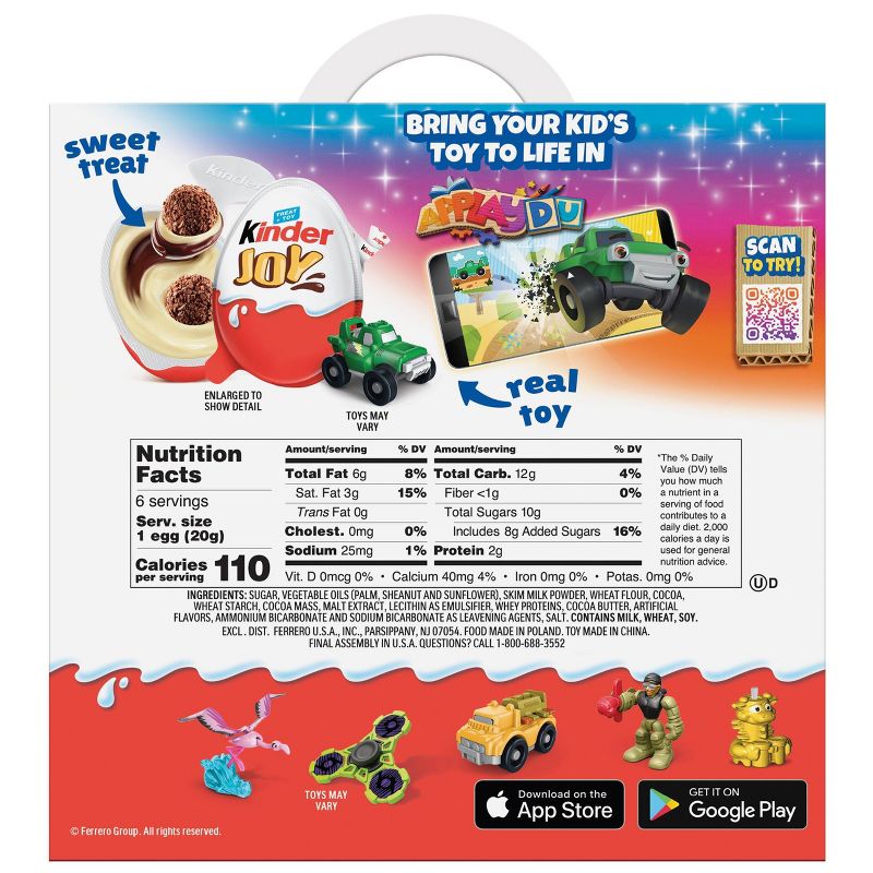 Kinder Joy Sweet Cream Topped with Cocoa Wafer Bites Chocolate Treat + Toy - 6ct