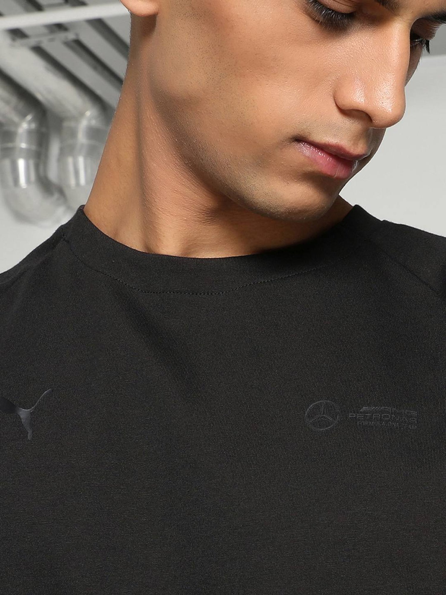 Puma Mercedes-AMG Petronas Motorsport Black Cotton Regular Fit Sports T-Shirt