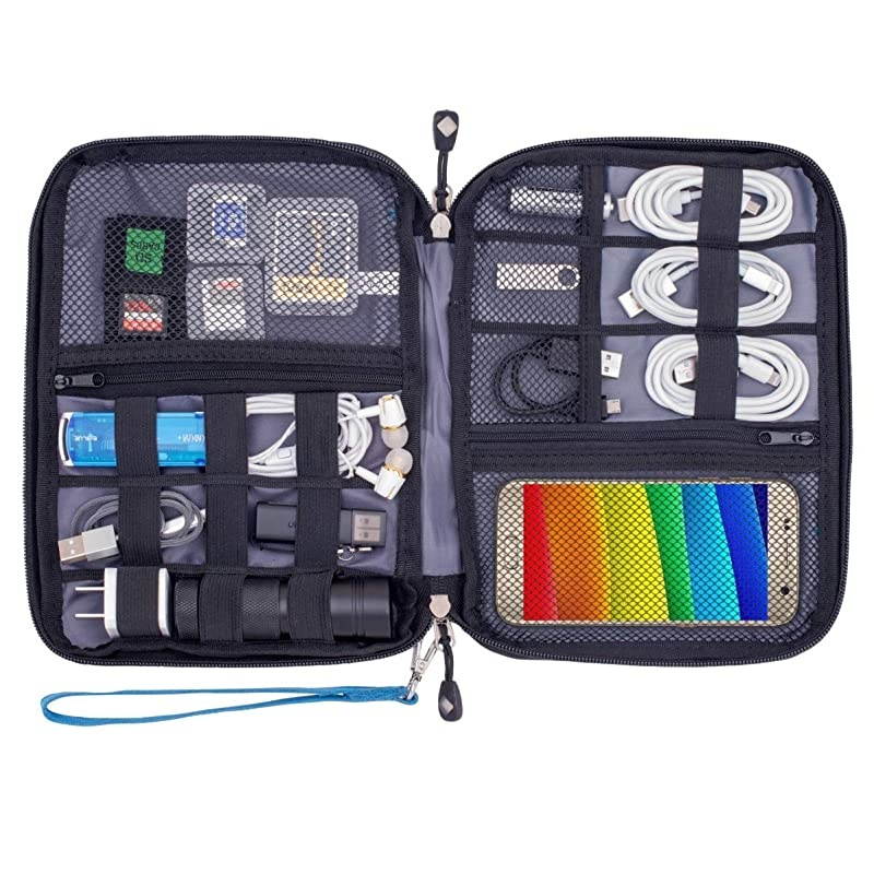 Cable Organizer Bag Waterproof Portable Electronic Organizer for USB Cable Cord Phone Charger SD Card,5pcs Cable Ties