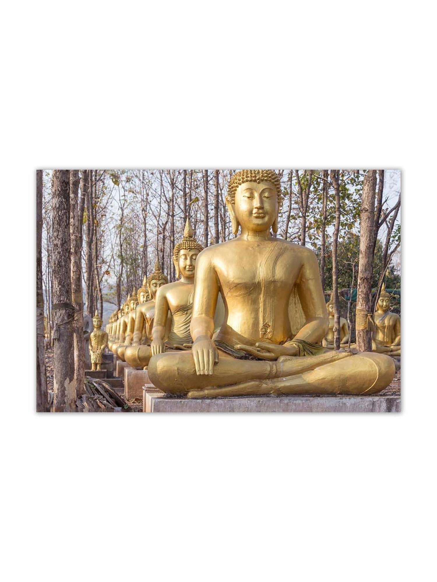 999store Yellow & Brown Line Of Gold Buddha Canvas Painting