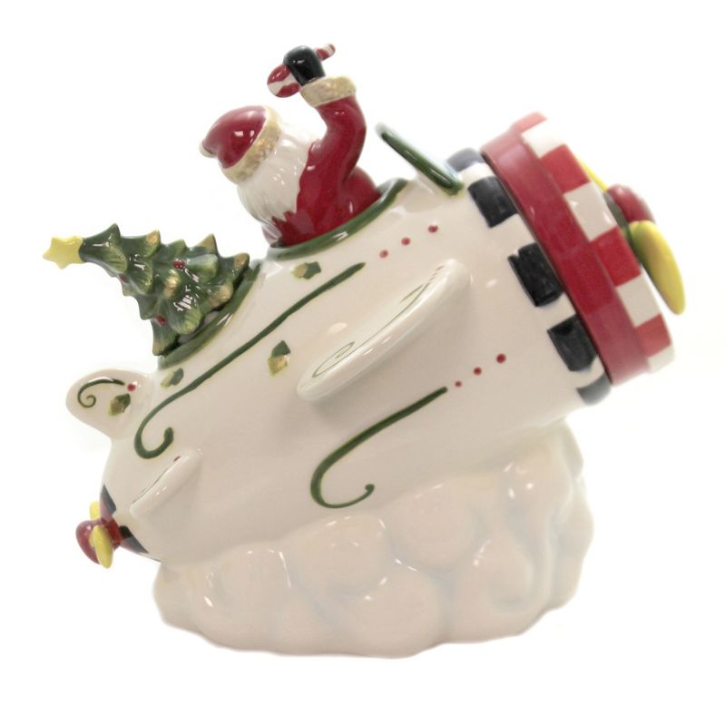 Tabletop 9.75" Santa Flying Airplane Cookie Jar Christmas Cosmos Gifts Corp.  -  Food Storage Containers