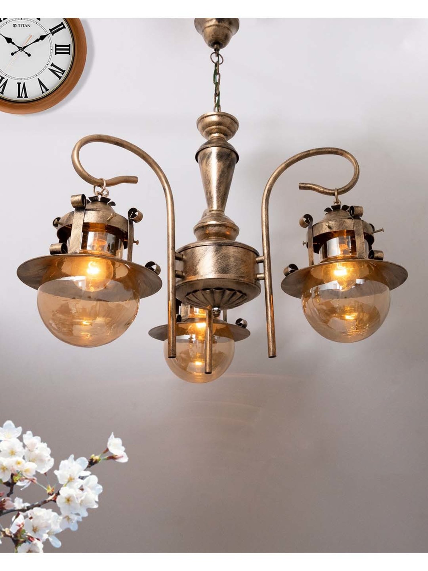 Homesake Vintage Edison Golden Metal 3-In-1 Rubbed Oil Antique Chandelier(Bulb not included)