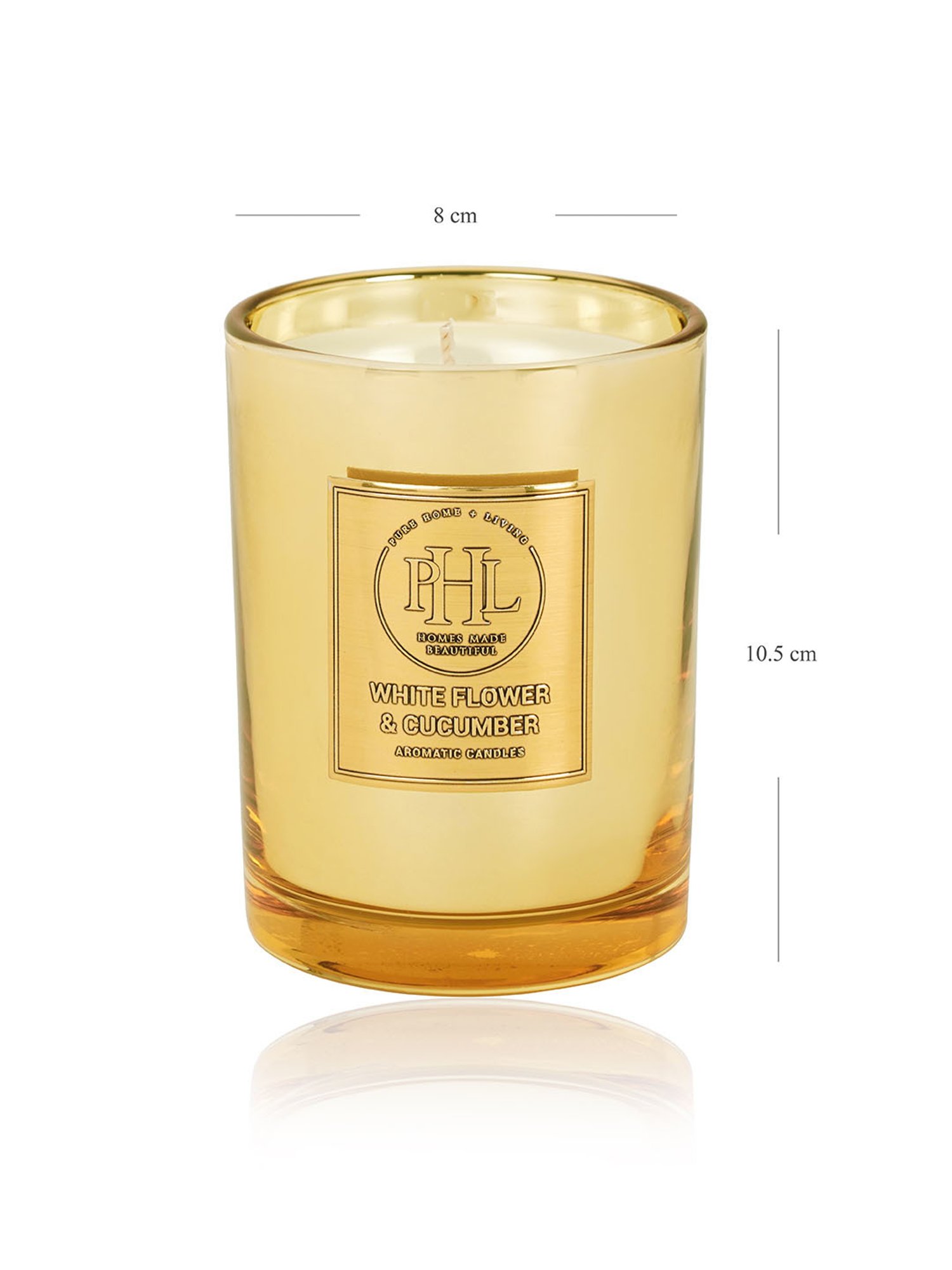 Pure Home and Living Gold Flower And Cucumber Scented Wax Filled Jar Candle
