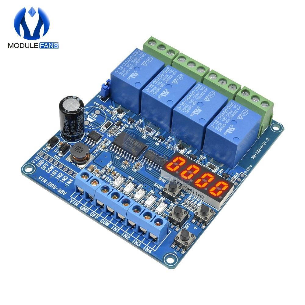 12 Wire Multi-function Industrial Grade Relay Module Wide Voltage Supply Module with Optocoupler 4CH 4 Channel CH Four Way