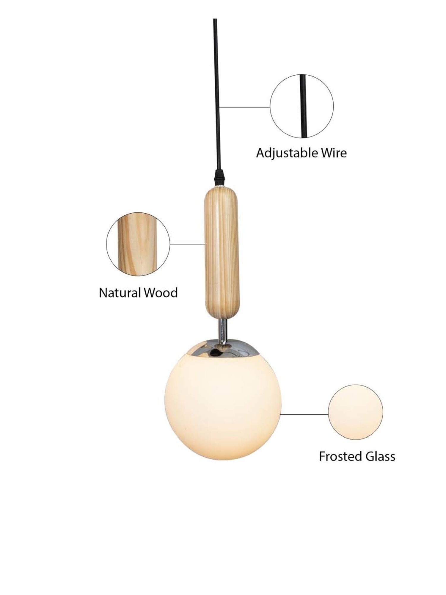 Homesake Beige Wood Bullet Lamp With Chrome Cap