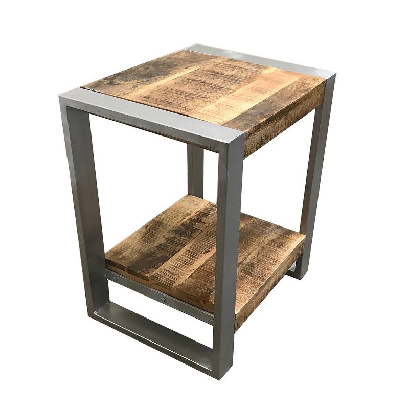 End Table with Silver Legs Natural - Timbergirl