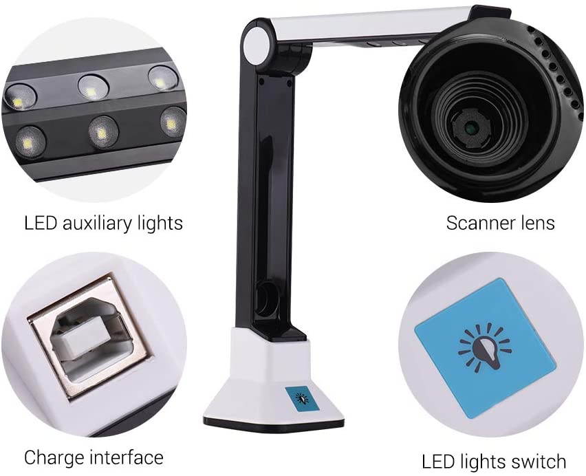 BK50 (hard Mat) 10 Mega-Pixel High Definition Scanner Document Camera Portable Scanner A4 Scanners for File Recognition, Online Classes and Office Card Passport Recognition Document Camera