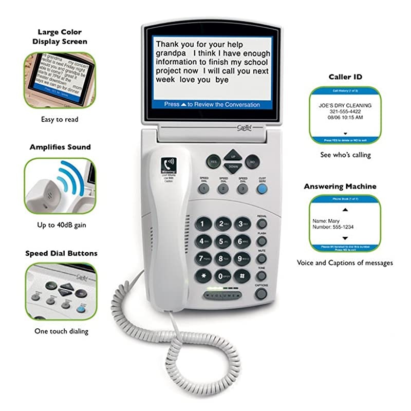 840i - Captioning Corded Telephone for People with Hearing Loss (Requires Telephone and Internet Service)