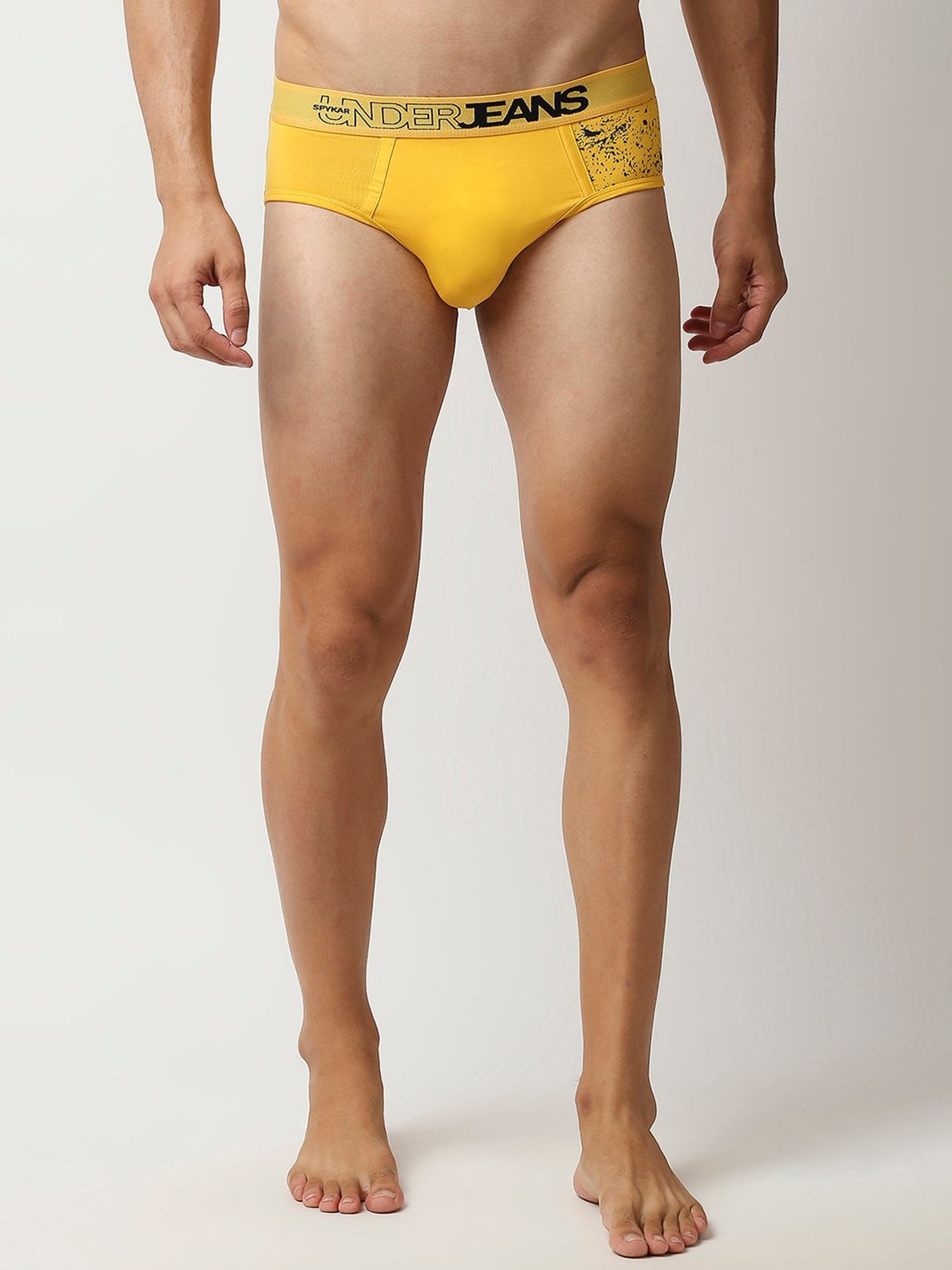 UnderJeans by Spykar Yellow Printed Briefs