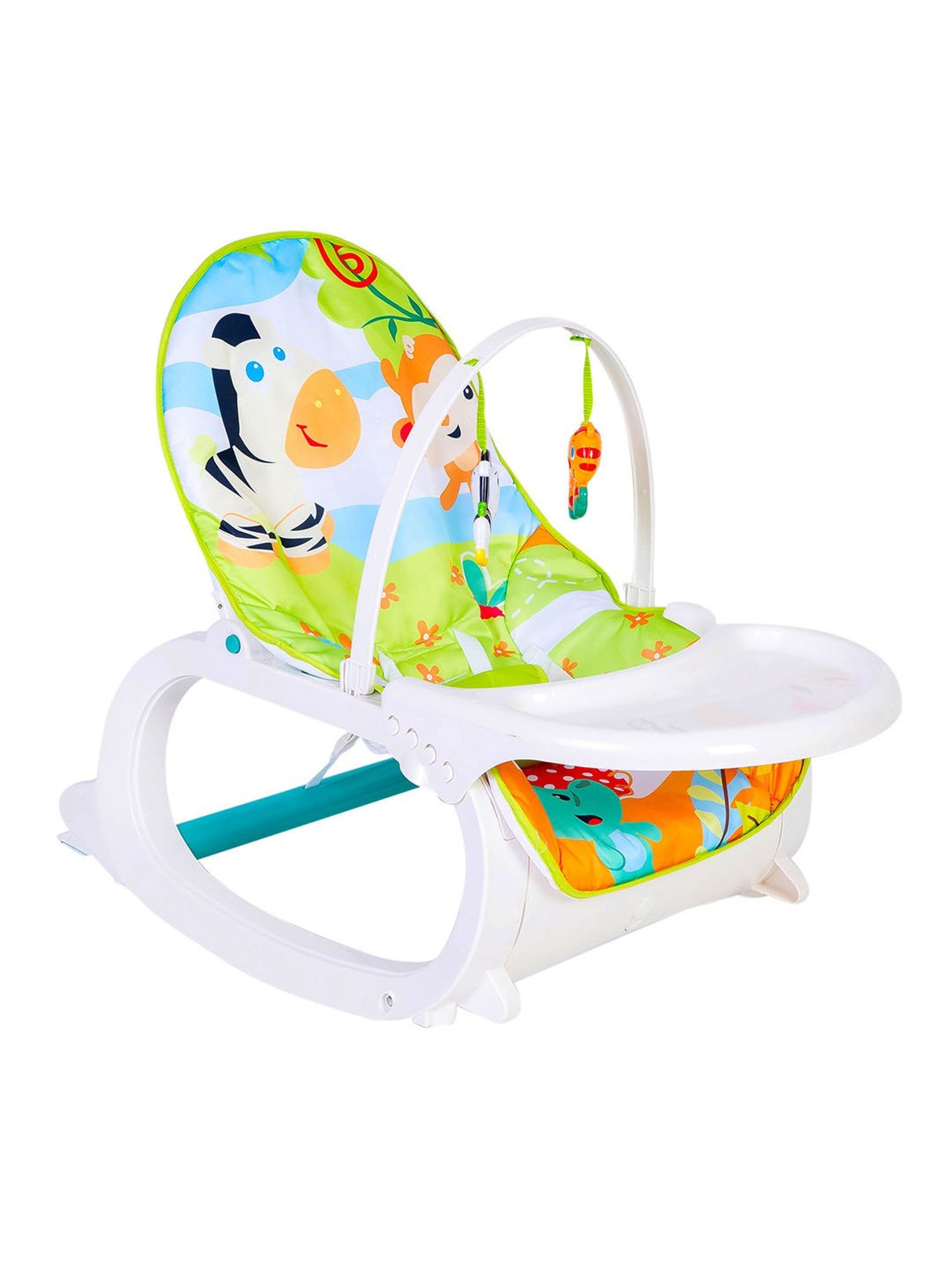 Baby Moo Green 2 In 1 Rocker Cum Feeding Chair (20 Kg)
