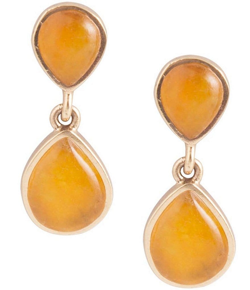 Barse Bronze and Yellow Quartz Drop Earrings