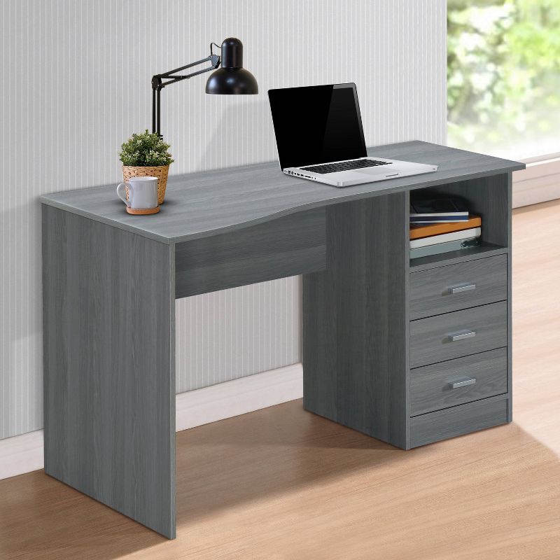 Classic Computer Desk with Multiple Drawers Gray - Techni Mobili