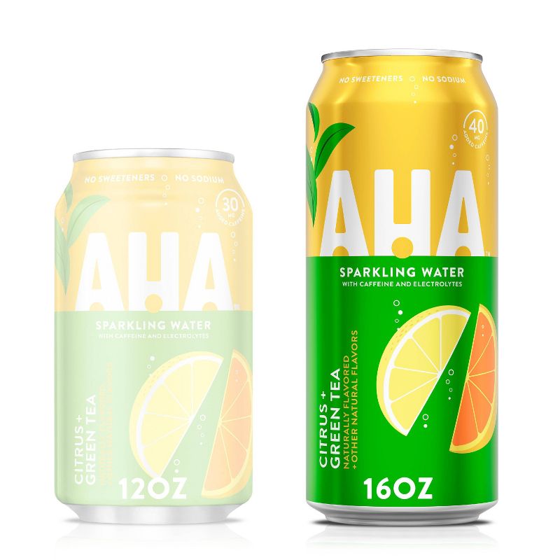 AHA Citrus + Green Tea Sparkling Water - 16 fl oz Can