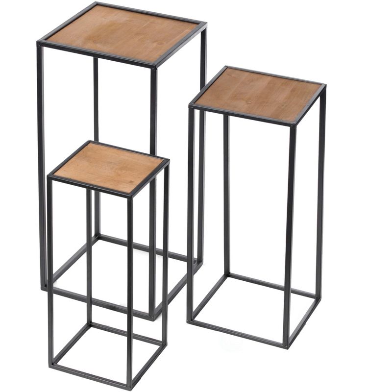 Vintiquewise Modern Nesting Display Tables Square Accent Side End Table, Set of 3
