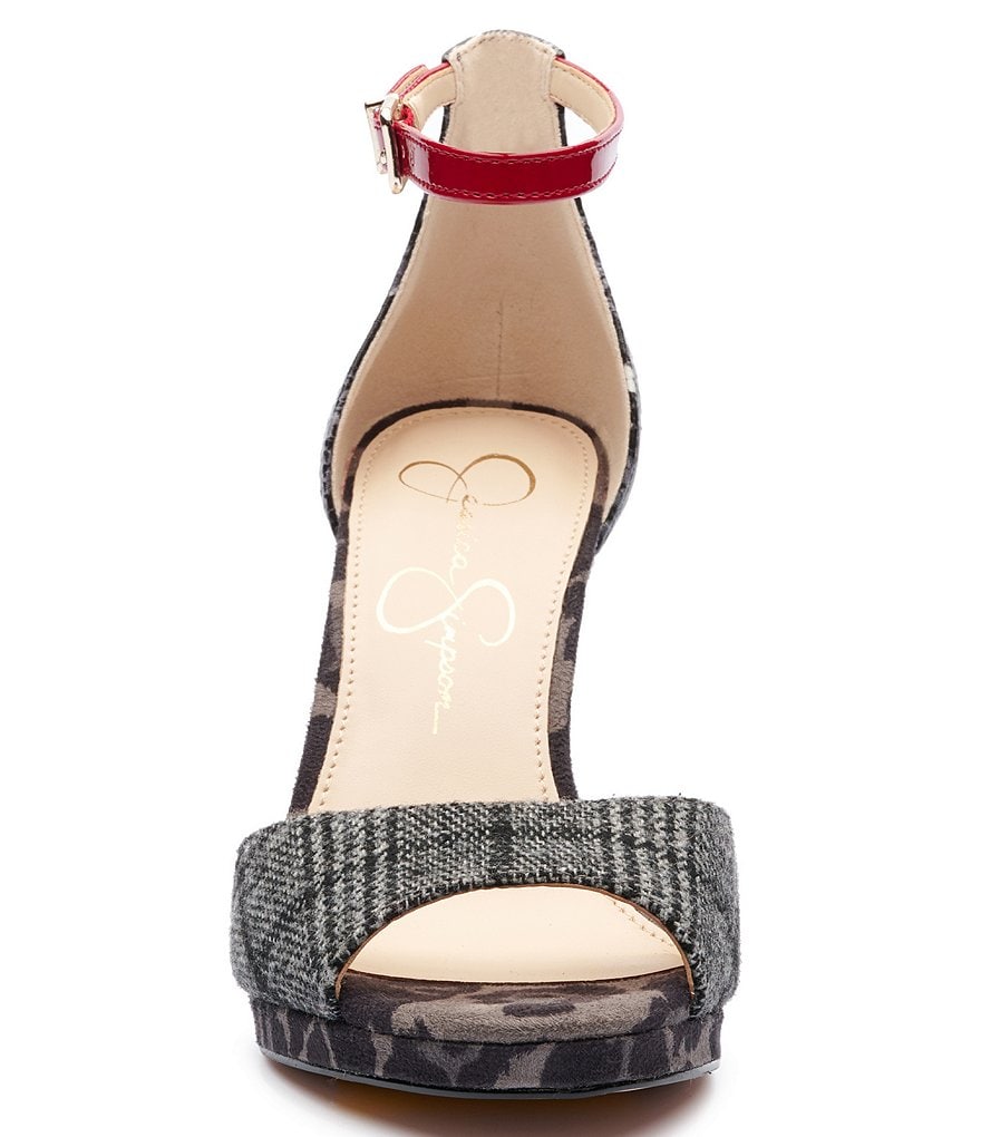 Jessica Simpson Daisile Plaid Snake Print Ankle Strap Dress Sandals